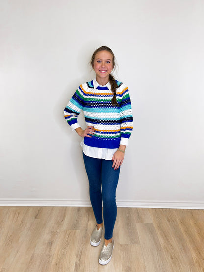 3/4 SLEEVE CREW NECK SWEATER
