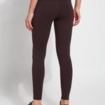 Person wearing brown leggings on a white background