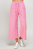 TEXTURED CROPPED WIDE PANTS