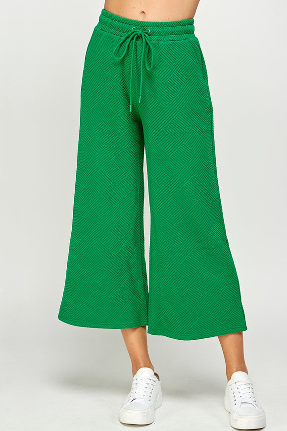 TEXTURED CROPPED WIDE LEG PANT