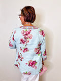 FLORAL PRINT EMB. BEADED TUNIC