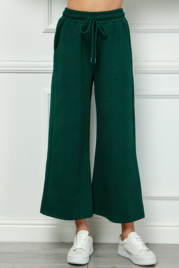 TEXTURED CROPPED WIDE LEG PANT