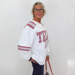 Texas A&M Gingham Words Jersey Sweatshirt - TresChicTexas