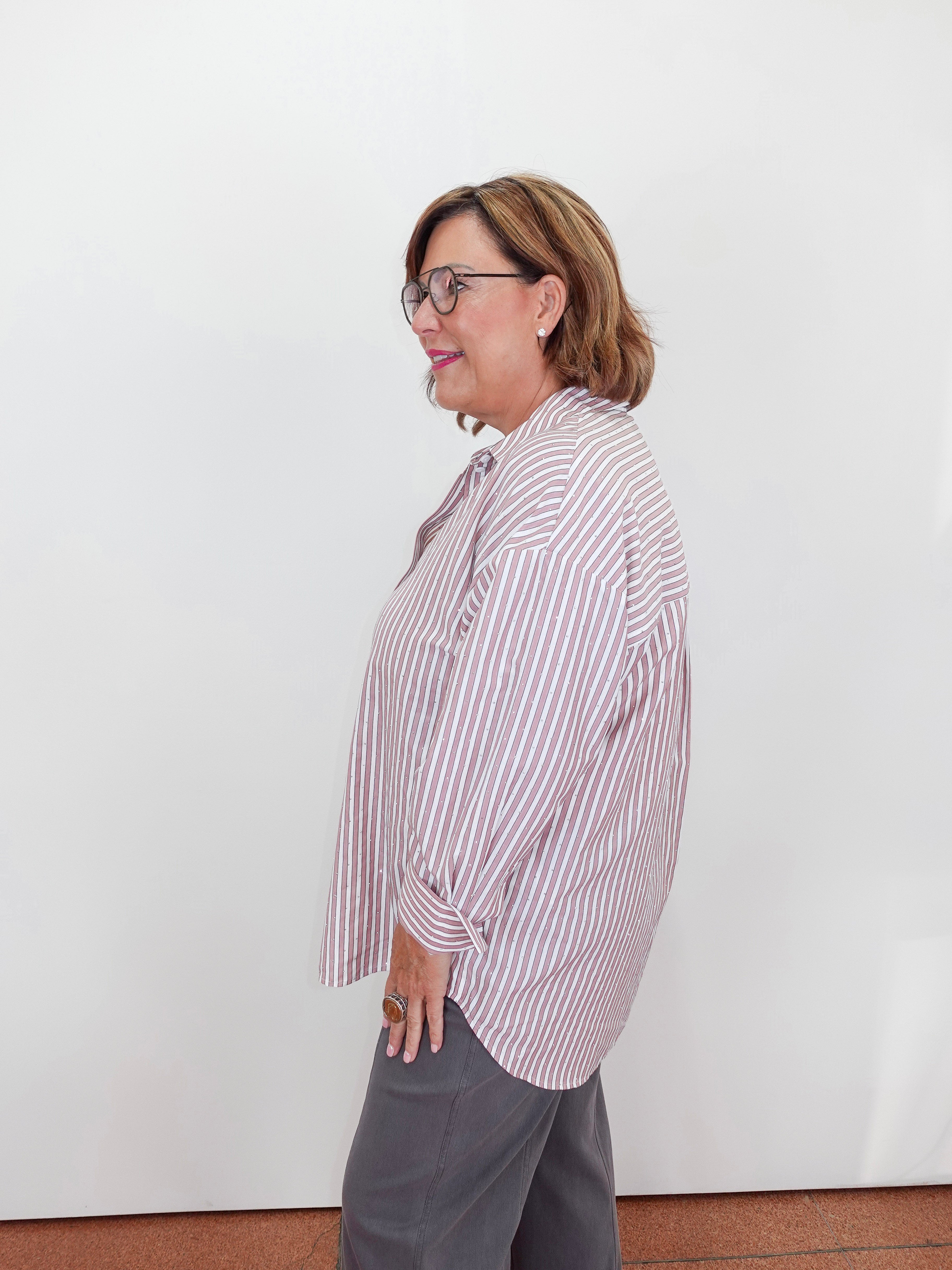 Striped Embellished Boxy Blouse - TresChicTexas