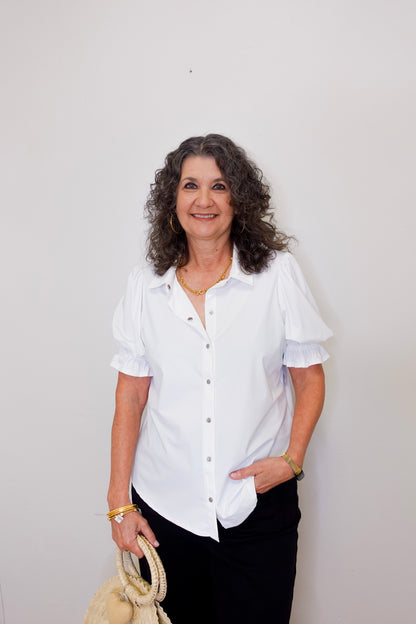 Elbow Puff slv Snap Front Shirt