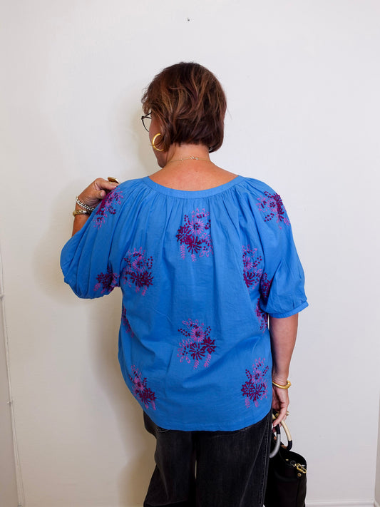 Nita Embroidered S/S Blouse