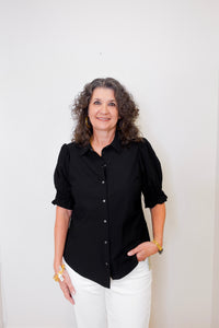Puff Elbow Sleeve Snap Front Shirt