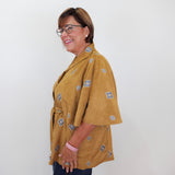 Faux Suede Embroidered Capelet / Top
