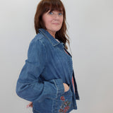 Stretch Denim Embroidered Jacket