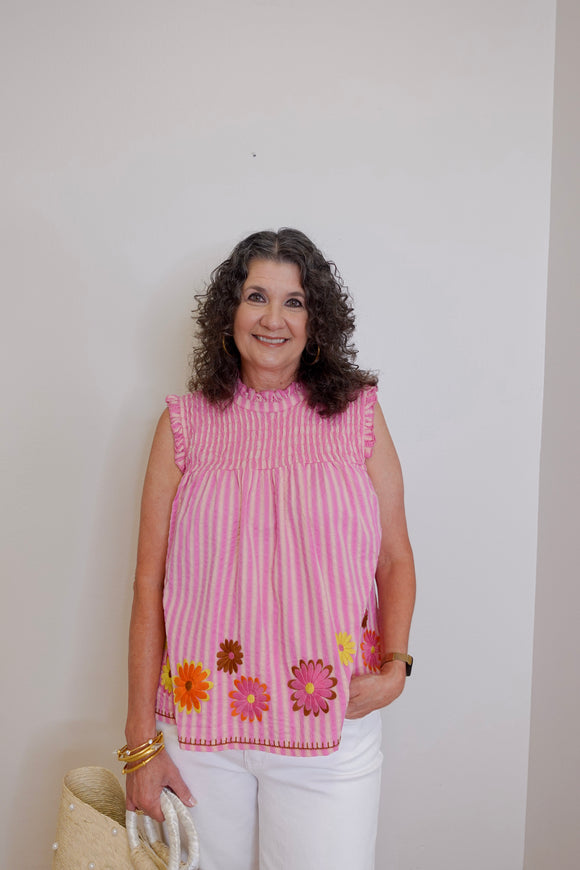 Candy Striped Daisy Top