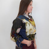 Floral Cinched Sleeve Pop Over Top