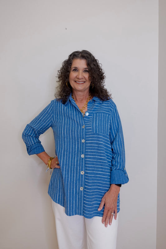 Printed Button Front Tunic