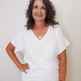 S/S Frill V-neck Top