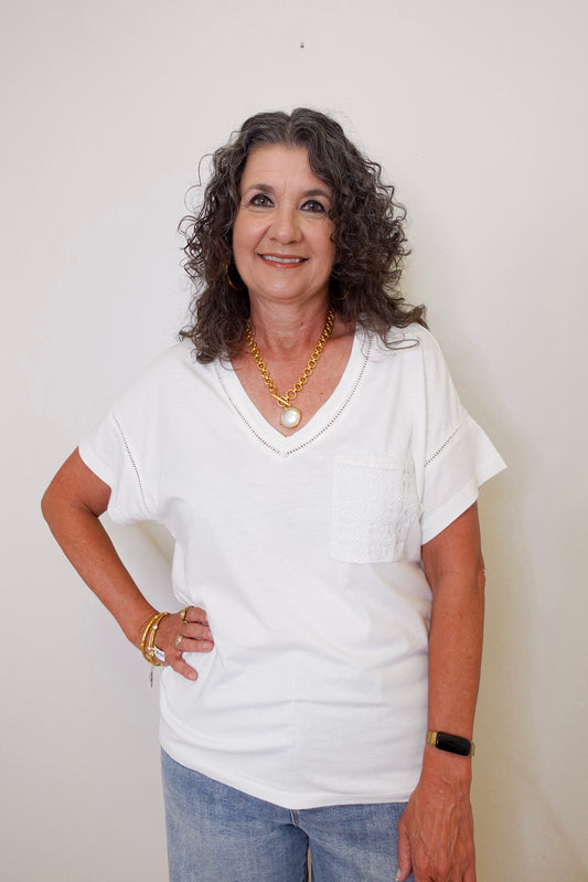 S/S Frill V-neck Top