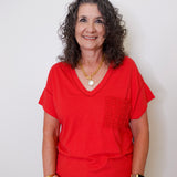 S/S Frill V-Neck Top