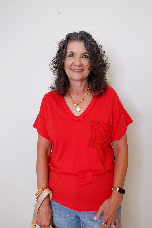 S/S Frill V-Neck Top