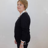 L/S V-Neck Sweater W/ Tiping
