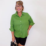 Linen Ruched Sleeve Shirt