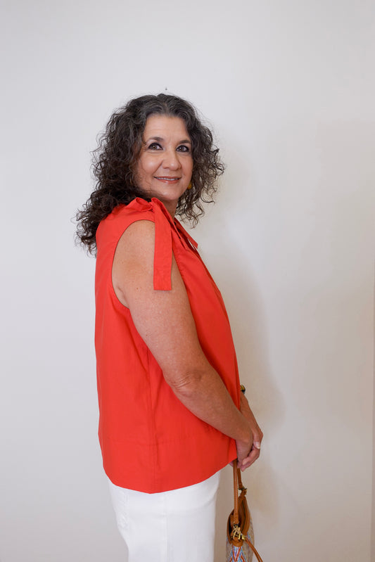 Sleeveless Tie Neck Top