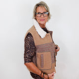 Woven Fur Button Up Vest