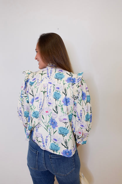 3/4 Sleeve Floral Blouse
