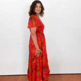 Ruched Top S/S Maxi Dress
