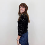 Long Puff Sleeve Crew Neck Sweater W/ Pearls - TresChicTexas