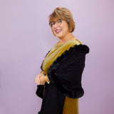 Wrap With Faux Fur Trim