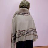 Faux Fur Trim Wool Wrap