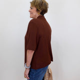 Funnel Neck Elbow Sleeve Knit Top - TresChicTexas