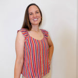 Flutter Sleeve Woven Top W / Ties