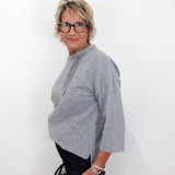 3/4 Sleeve Drawstring Neck Top