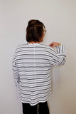 WEEKEND TERRY STRIPED BOXY CREW TOP