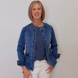 STRETCH DENIM MOTO JACKET