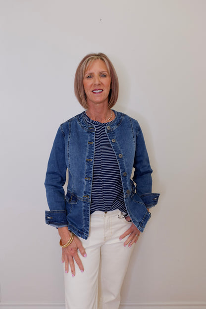 STRETCH DENIM MOTO JACKET