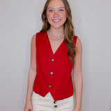LINED HORN BUTTON FRONT VEST