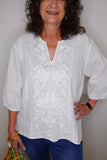 SPLIT NECK LINEN BLOUSE