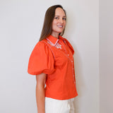 Puff Sleeve Embroidered Blouse