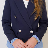 DBL BREASTED BLAZER W/ ATTACHED SHIRT CUFF