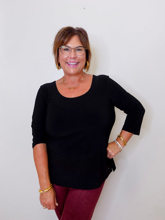 Silky Knit Scoop Neck Top