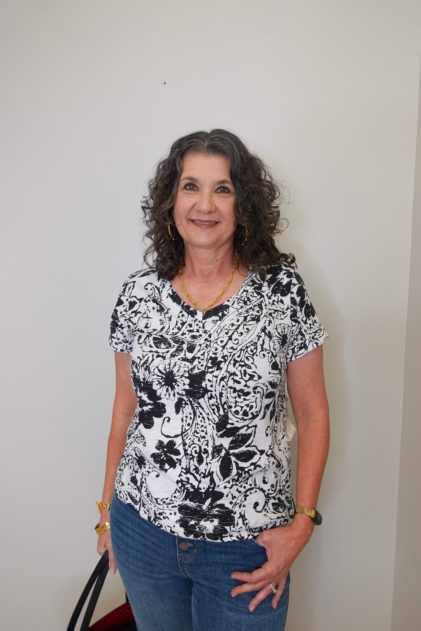 Paisley Scroll V-Neck Tee
