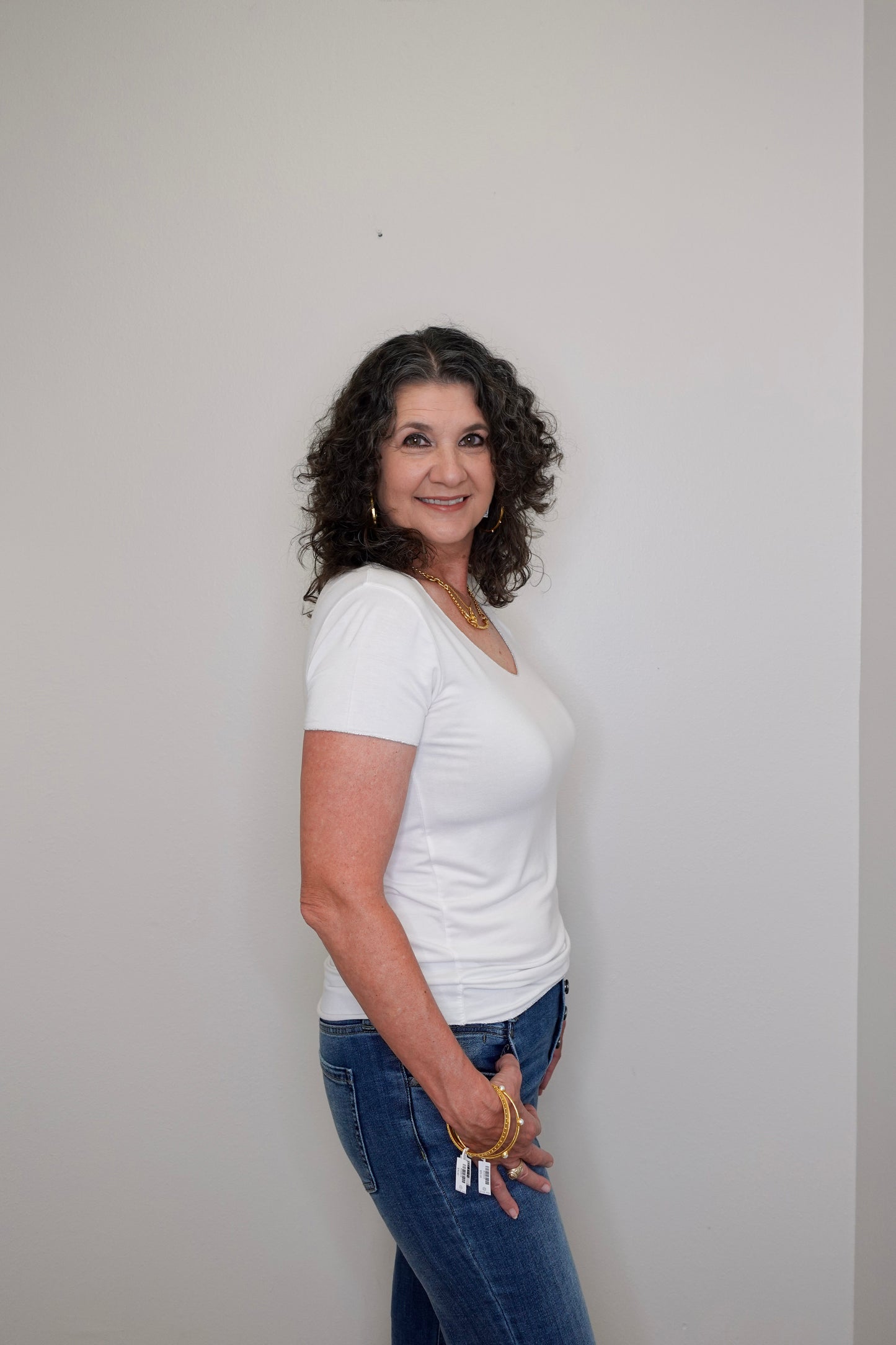 Scoop Neck Lurex Trim Tee