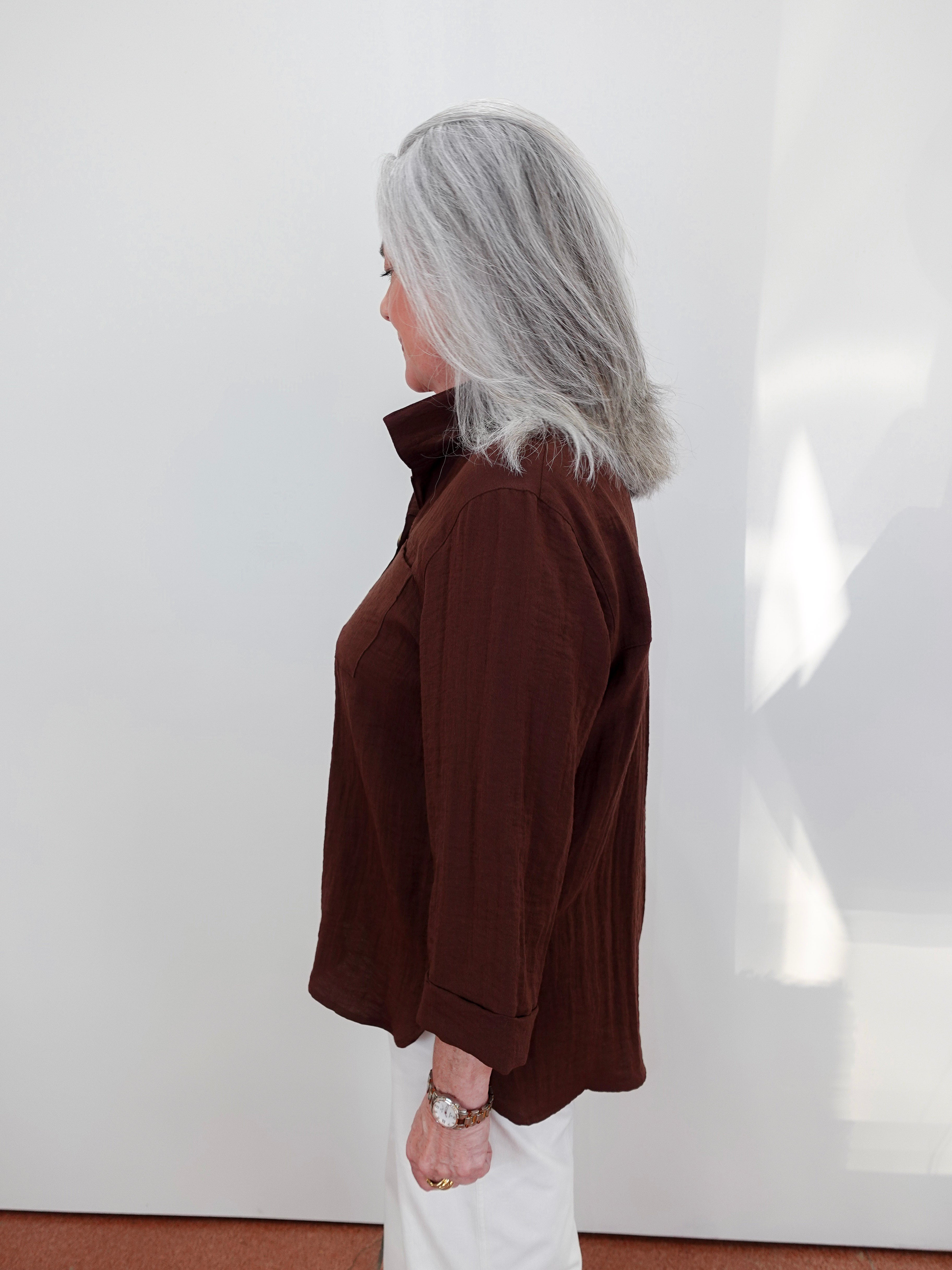 3/4 Sleeve Button Down Blouse - TresChicTexas