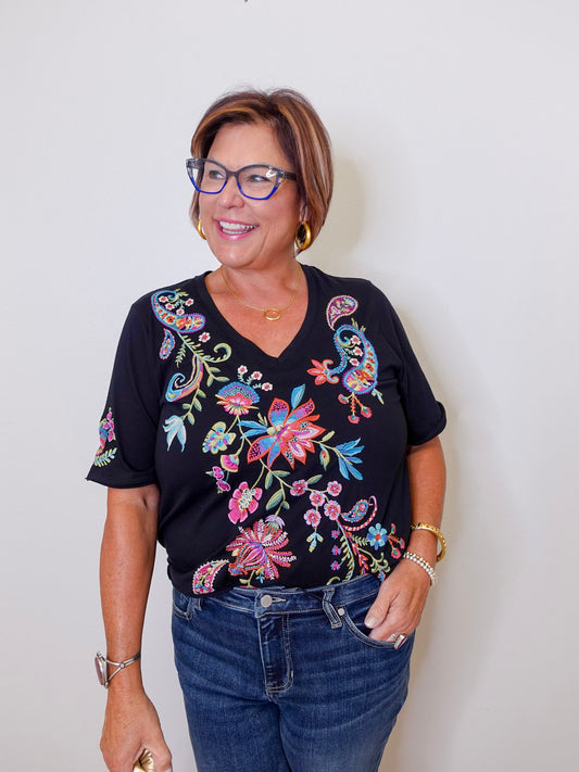 Karime Raw Hem V-Neck Tee