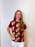 RHINESTONE LACE FOOTBALL TEE