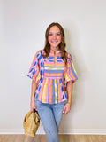 CANDY STRIPED POPOVER TOP