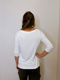 3/4 SLEEVE WIDE CREW NECK TOP