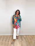 BUTTON FRONT TUNIC W/ TIE SLEEVES