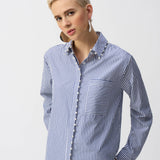 STRIPED CASUAL BUTTON BLOUSE