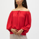 Off Shoulder Puff Sleeve Pullover Blouse